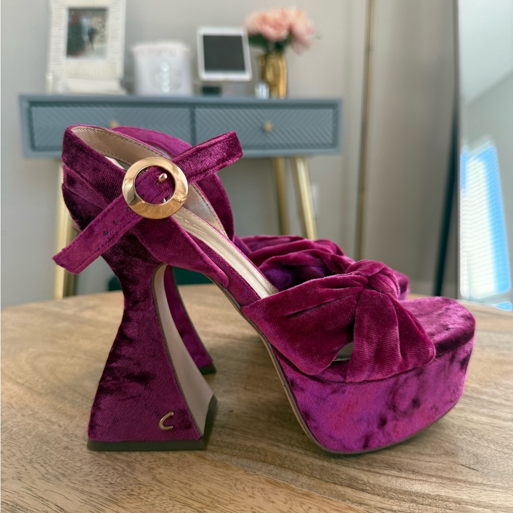 Sam Edelman Purple Platform Sandals with Chunky Heel